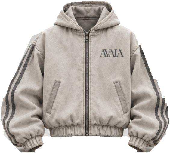 AVAIA Zip-Hoodie von vorne: beige-stone Optik, Kapuze, Frontreißverschluss und AVAIA Brustschrift